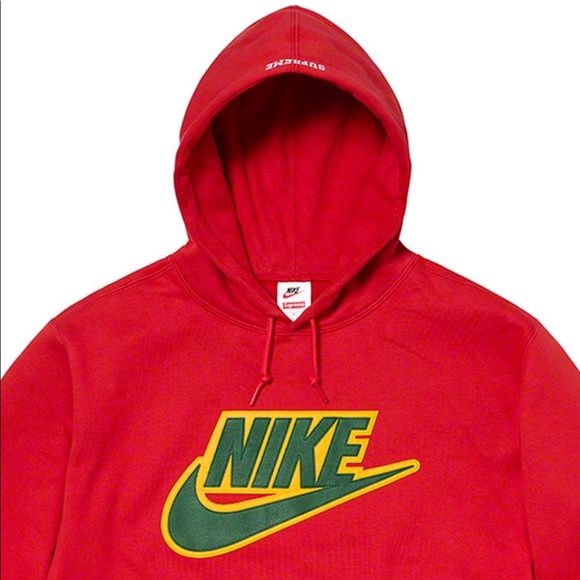 supreme nike leather applique hooded